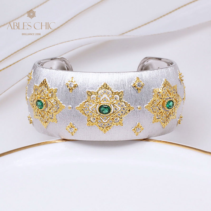 Bracelet Floral Émeraude Fretwork Dense 5231