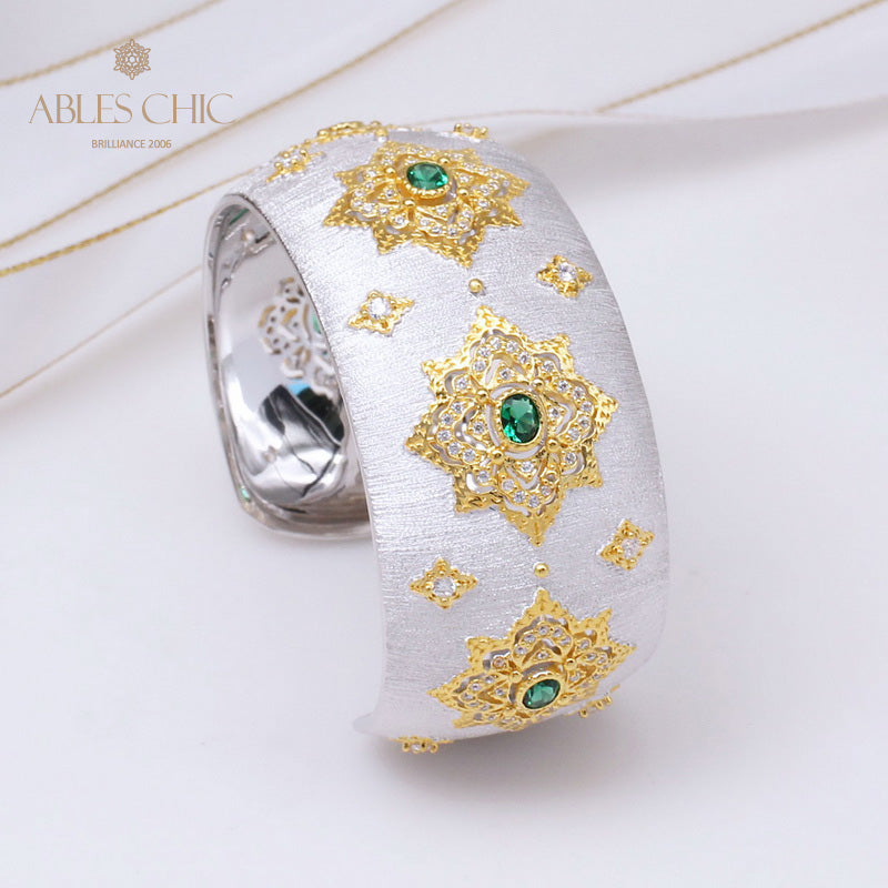 Bracelet Floral Émeraude Fretwork Dense 5231