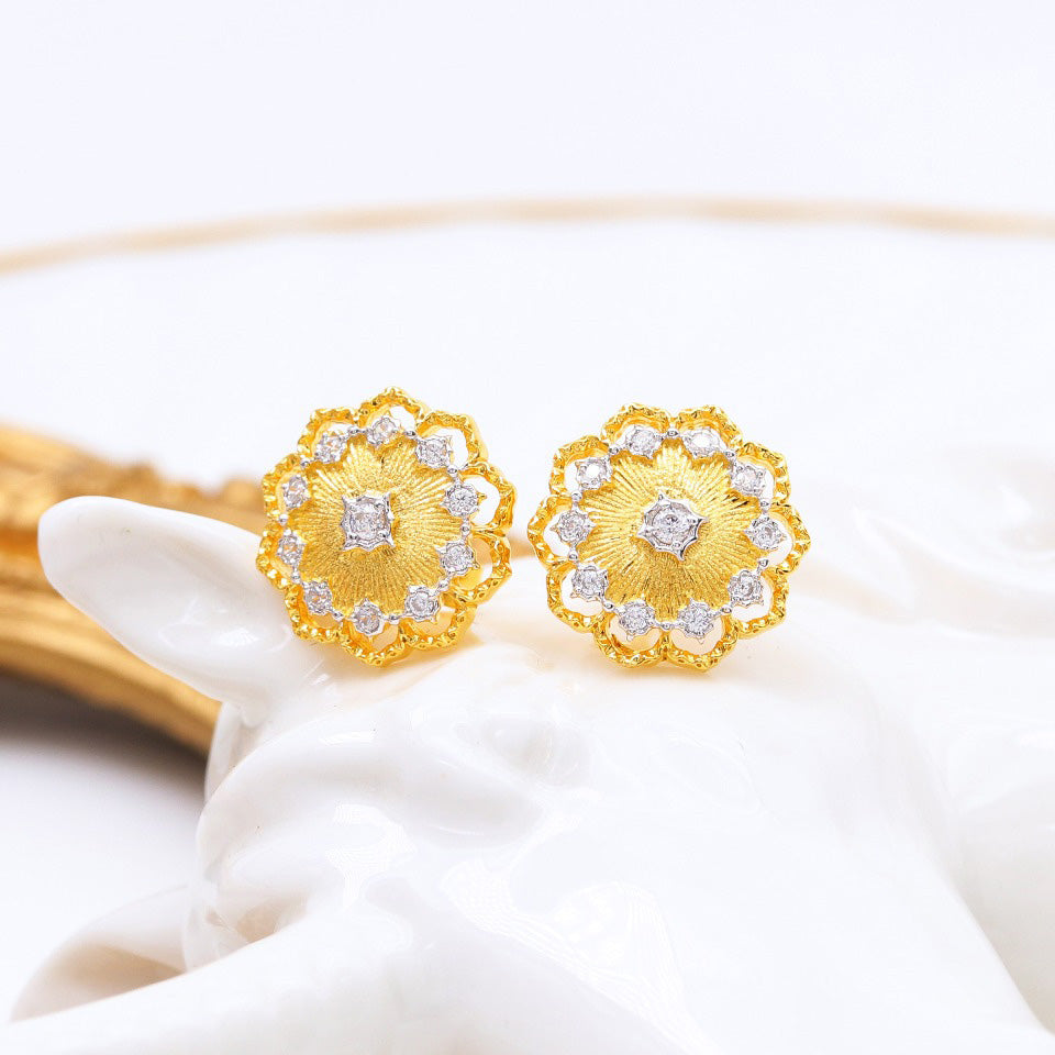 Boucles d'oreilles florales en filigrane de tissu 5168