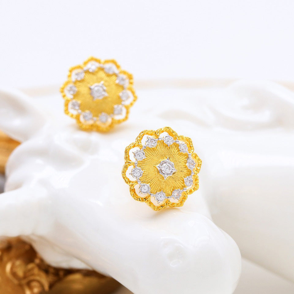 Boucles d'oreilles florales en filigrane de tissu 5168