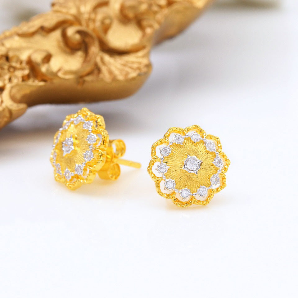 Boucles d'oreilles florales en filigrane de tissu 5168