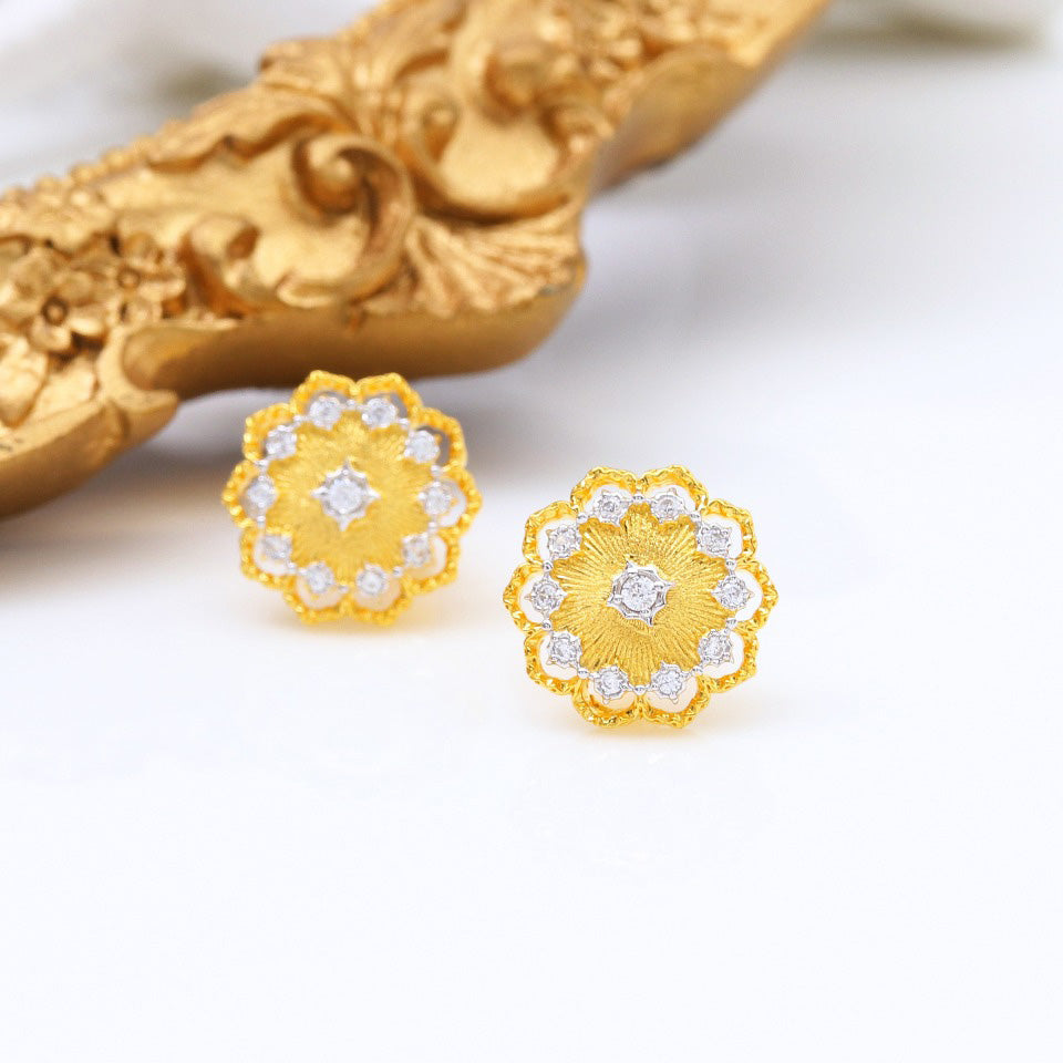 Boucles d'oreilles florales en filigrane de tissu 5168
