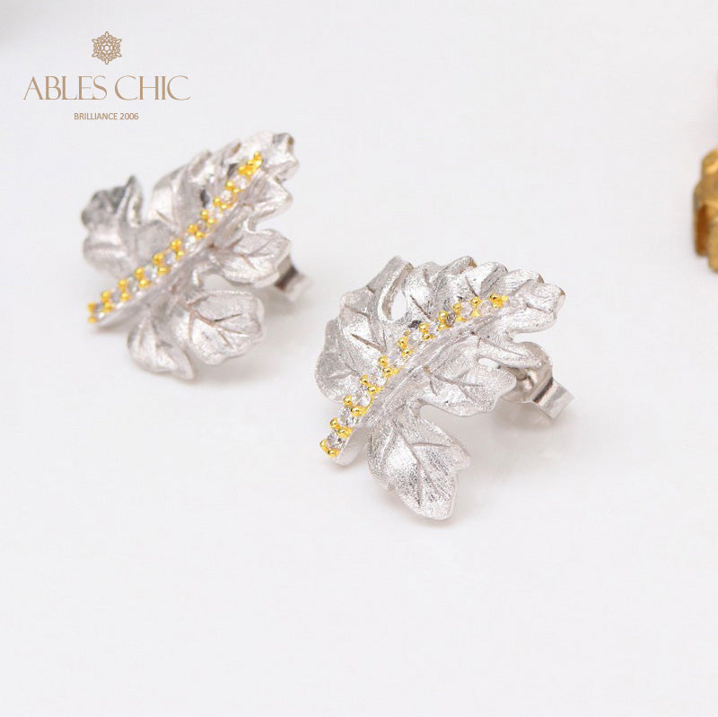 Boucles d'oreilles brossées feuille d'érable 5141