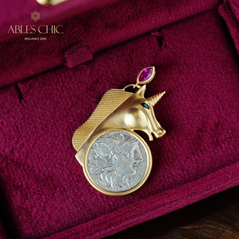 Pendentif pièce de monnaie licorne romaine uniquement