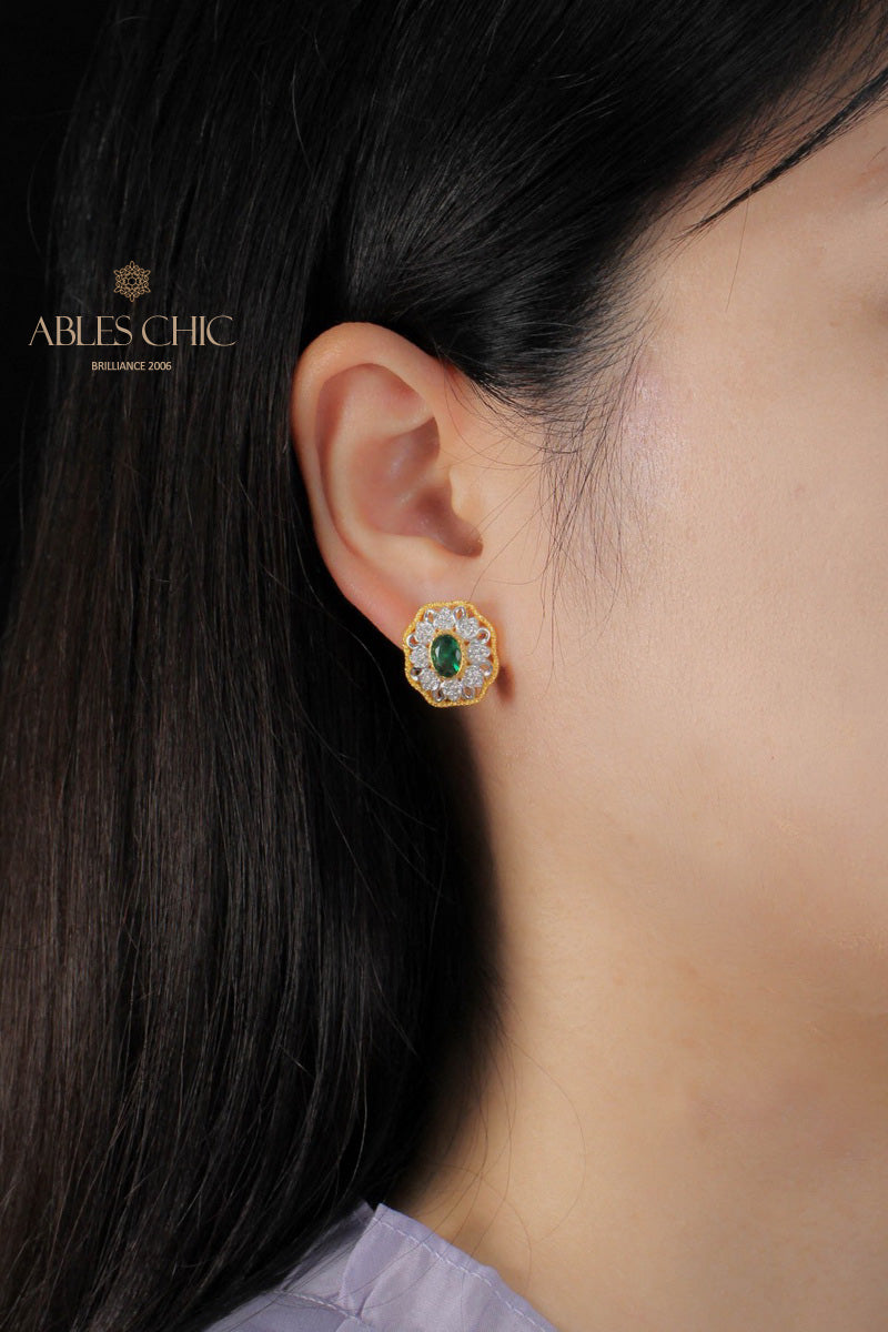 Boucles d'oreilles ovales en filigrane floral saphir 5531