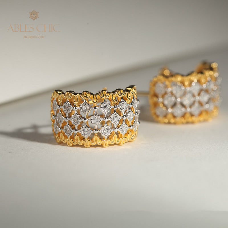Boucles d'Oreilles Nid d'Abeille Dentelle Aérée 5011