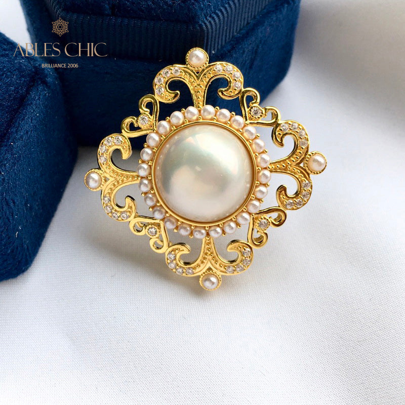 Pendentif halo en filigrane de perles Mabe 5821