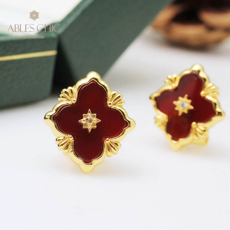 Boucles d'oreilles florales étoile trèfle 5035