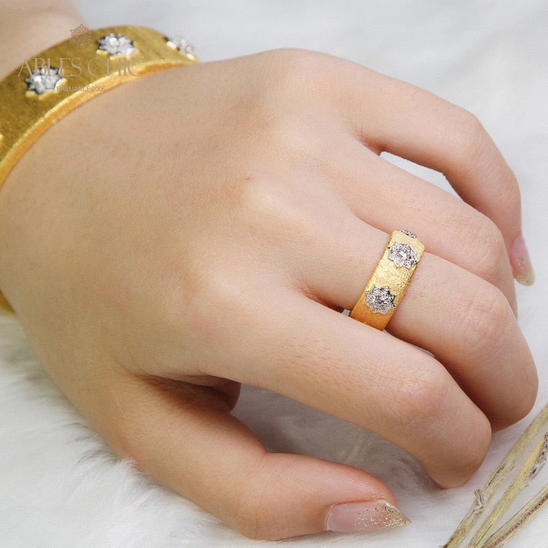 Bague florale à motif en tissu 5028