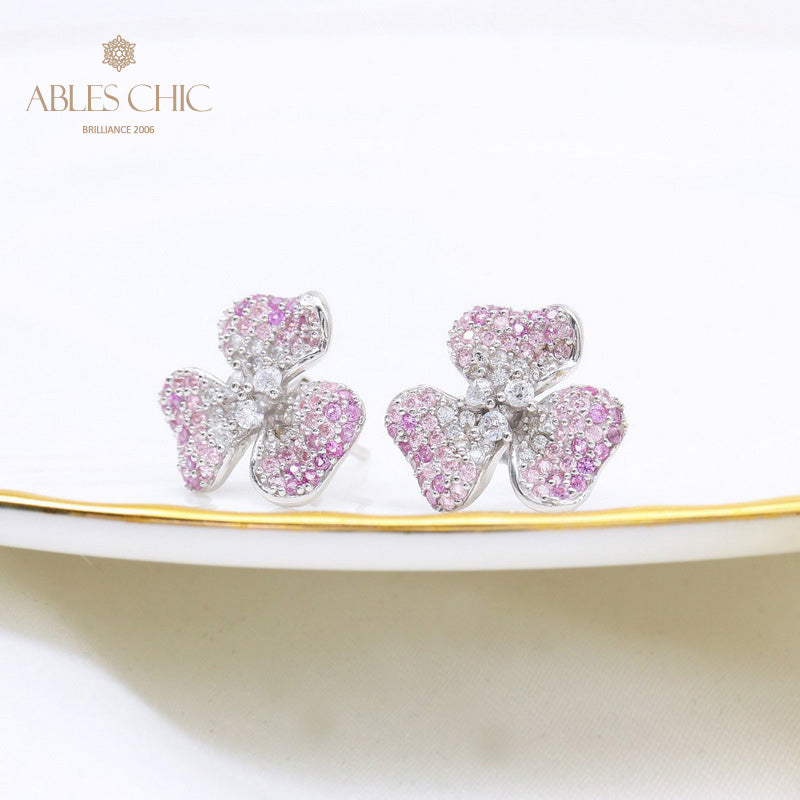 Boucles D'oreilles Florales Pétales Pavés 5541