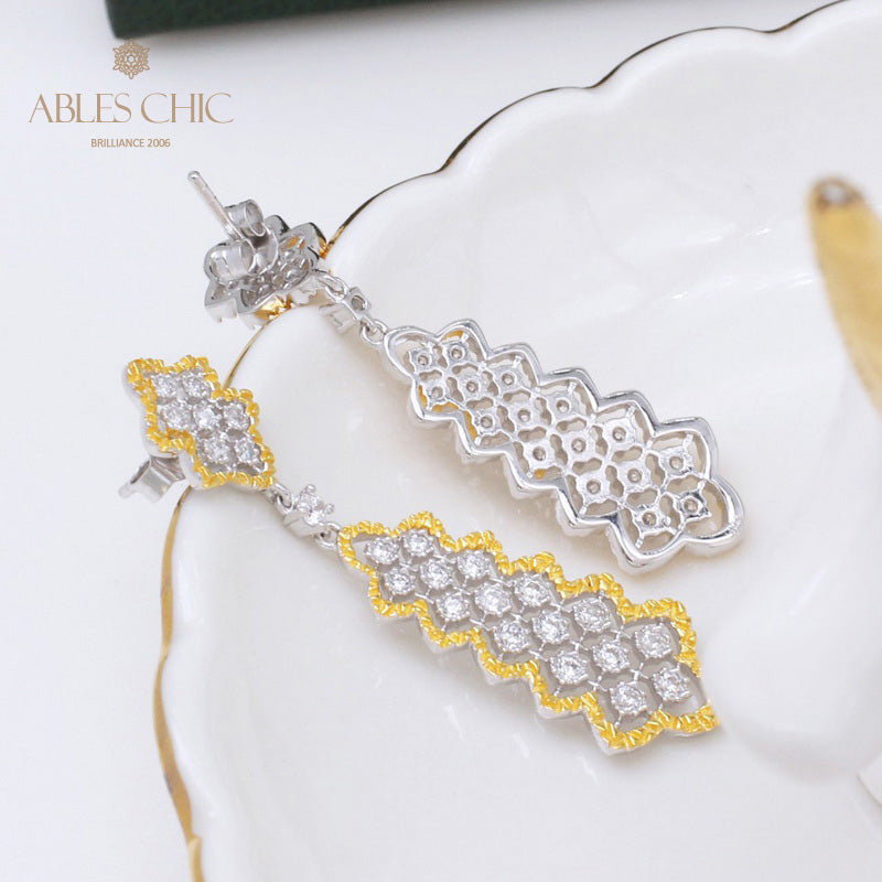 Boucles d'oreilles chandelier en dentelle ajourée 5010
