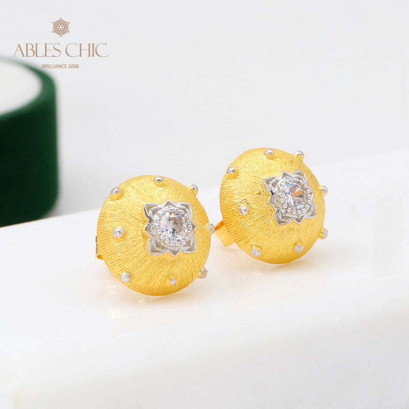 Boucles d'oreilles pierres précieuses florales en soie 5083