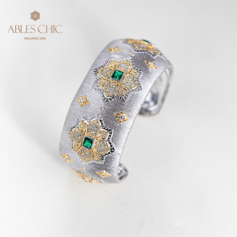 Bracelet Floral Émeraude Fretwork Dense 5232