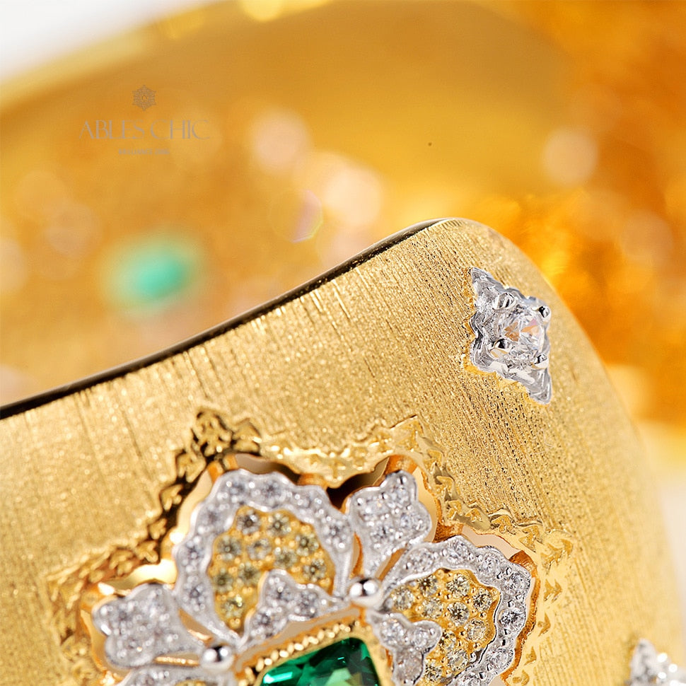 Bracelet Floral Émeraude Fretwork Dense 5232