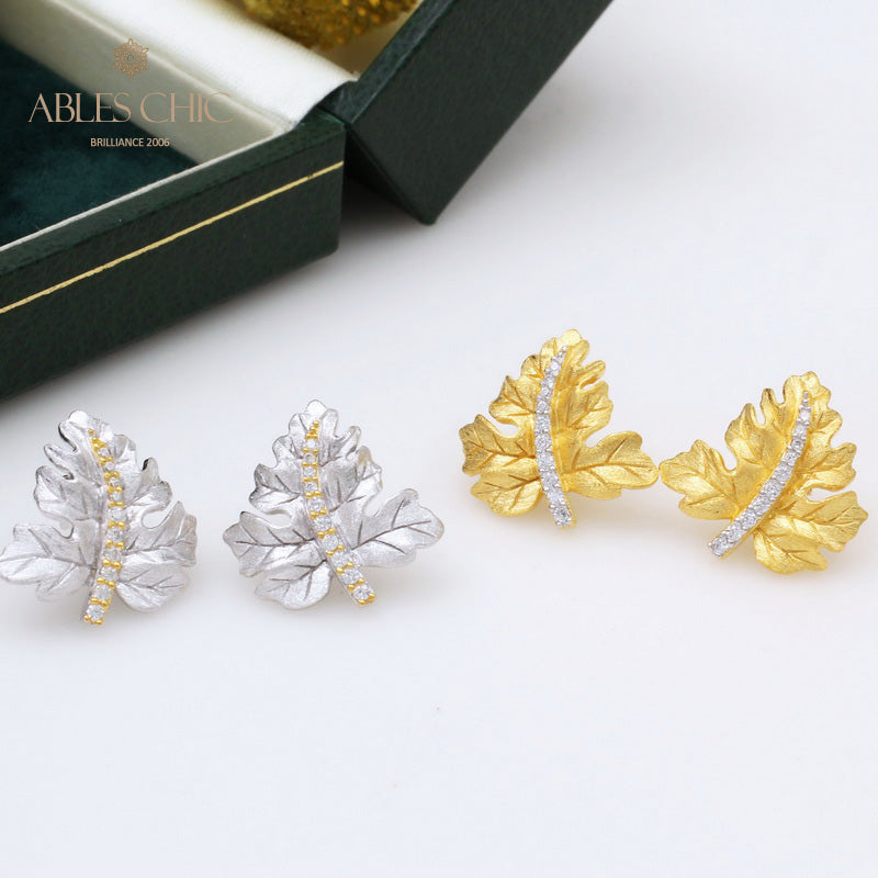 Boucles d'oreilles brossées feuille d'érable 5141