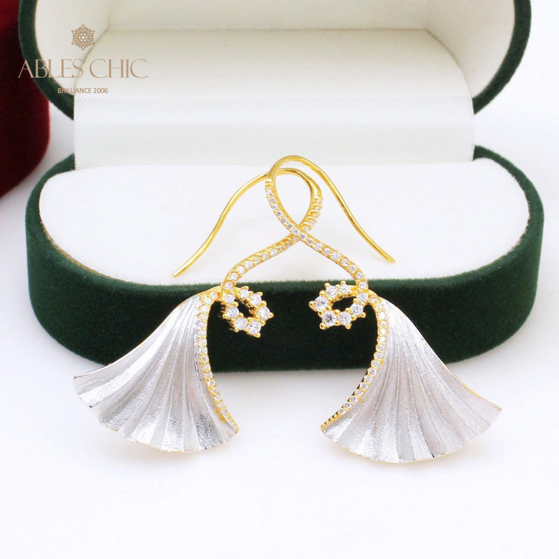 Boucles d'oreilles feuille de Ginkgo, élément en tissu, 5450