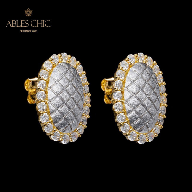 Boucles d'oreilles halo ovale soyeux 5832