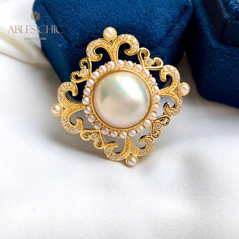 Pendentif halo en filigrane de perles Mabe 5821