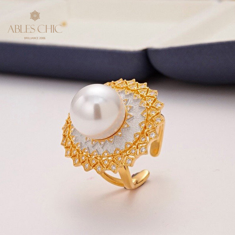 Bague ajourée en perles de coquillage 5732