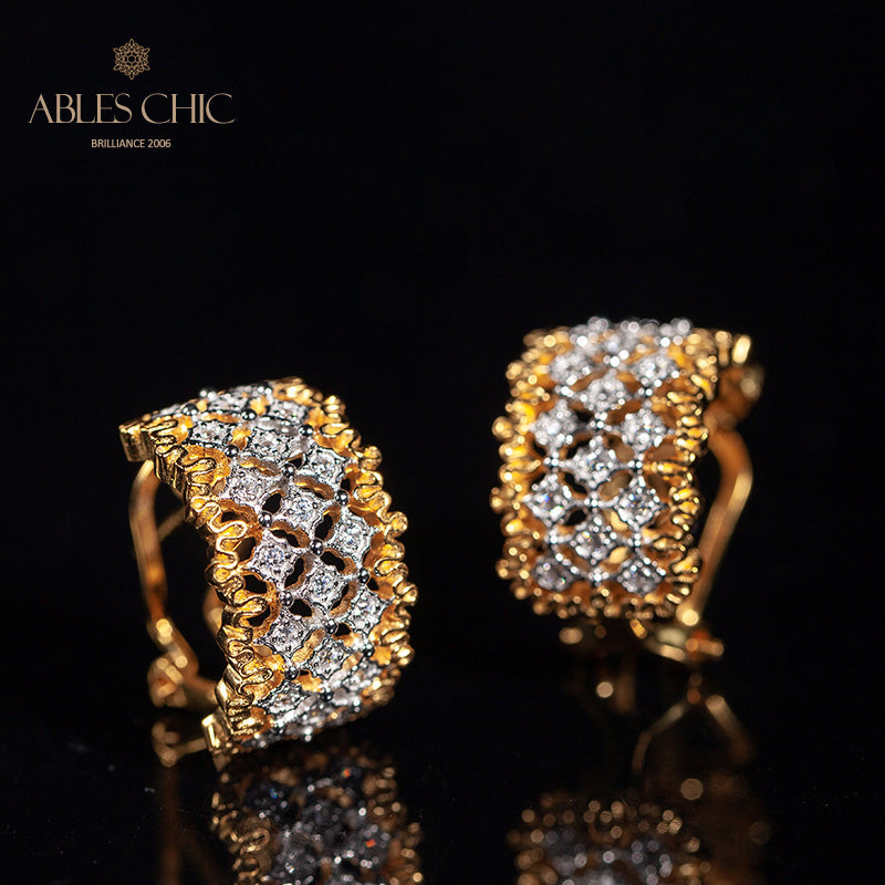 Boucles d'Oreilles Nid d'Abeille Dentelle Aérée 5011