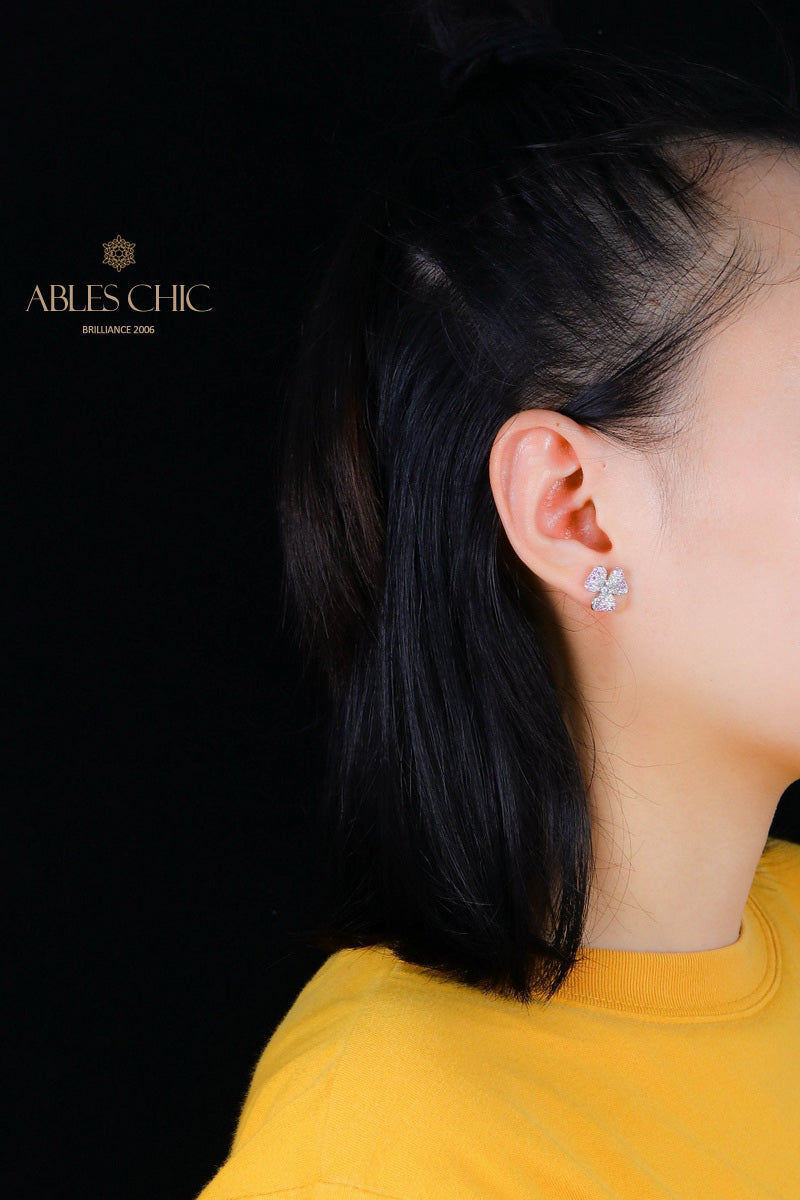 Boucles D'oreilles Florales Pétales Pavés 5541