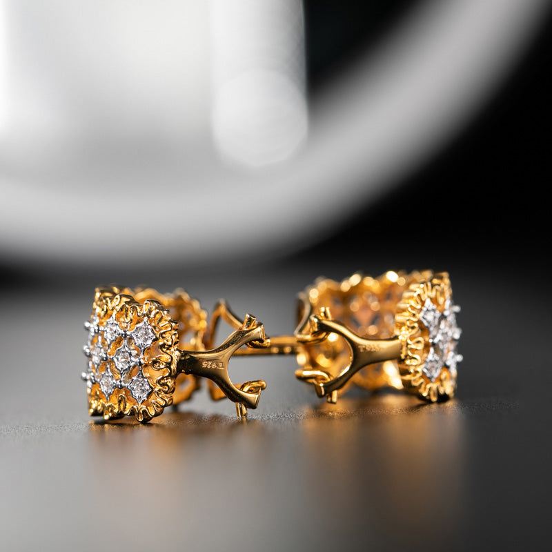 Boucles d'Oreilles Nid d'Abeille Dentelle Aérée 5011