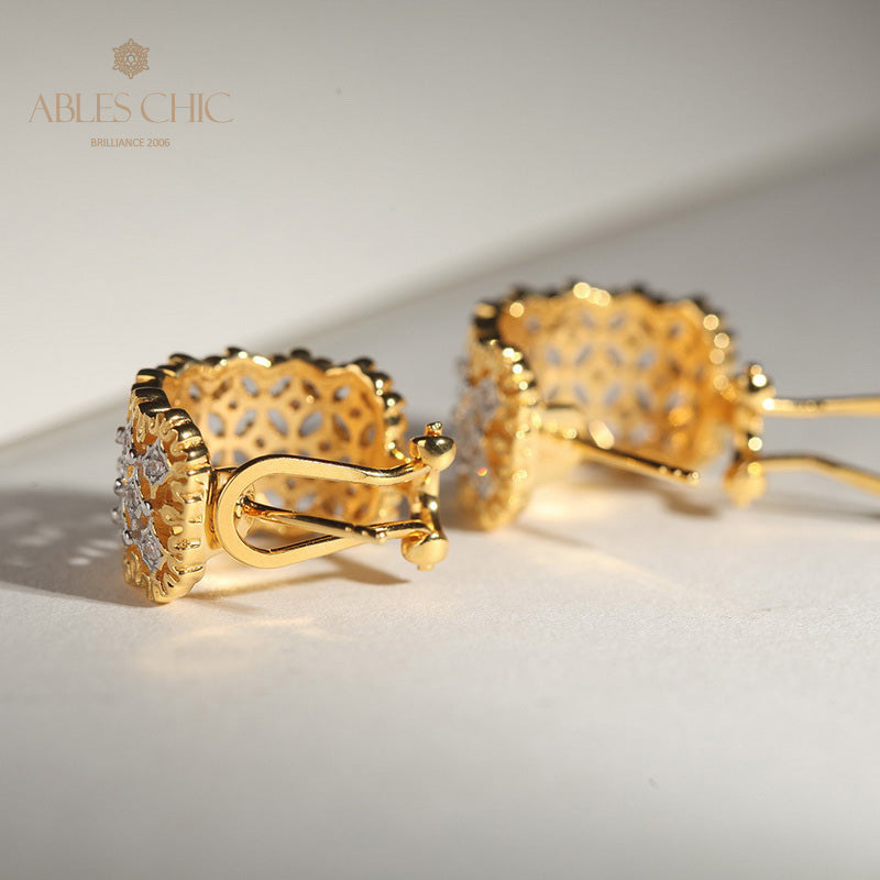Boucles d'Oreilles Nid d'Abeille Dentelle Aérée 5011