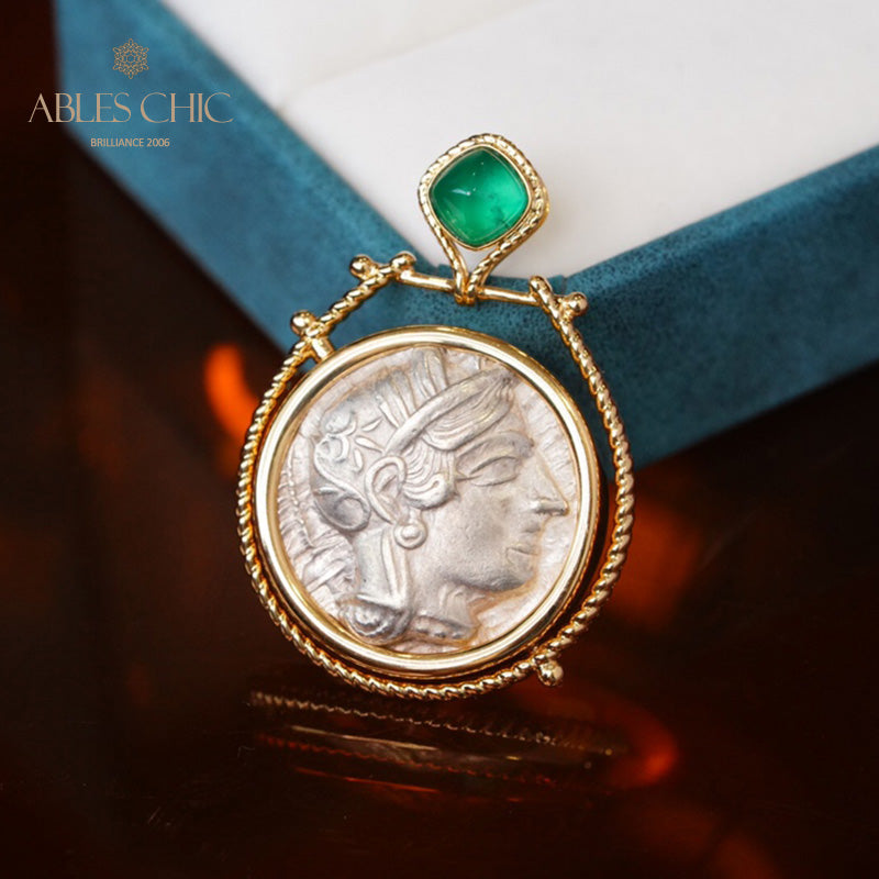 Pendentif médaillon réversible Athena uniquement