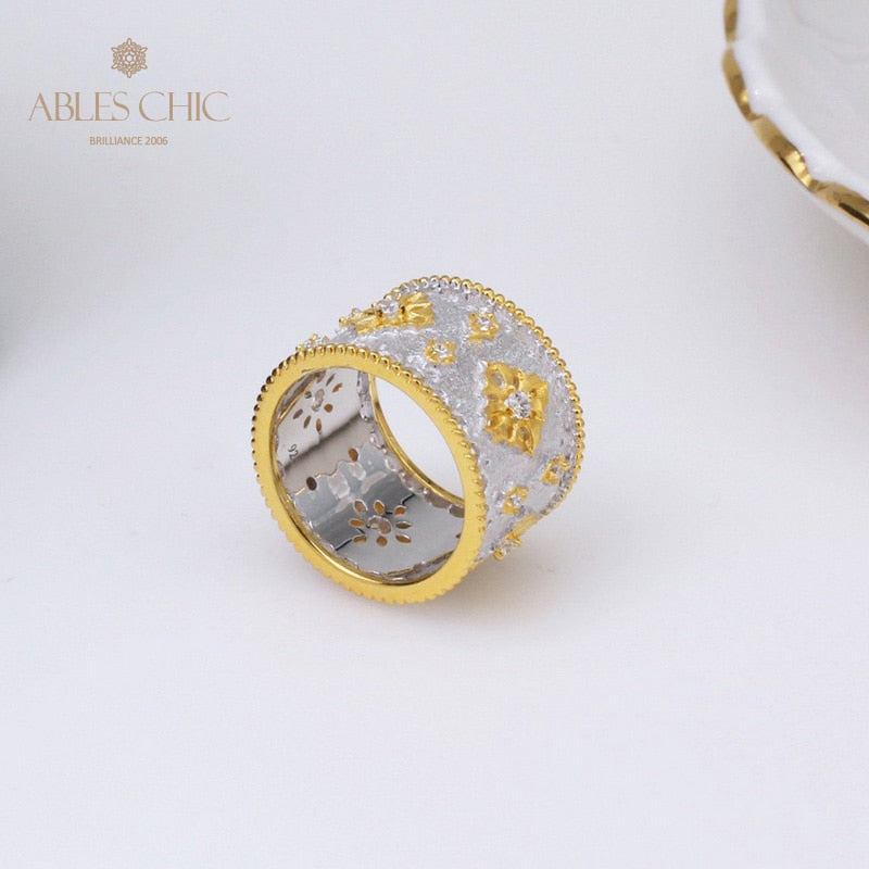 Bague florale riche en étoiles soyeuses 5001