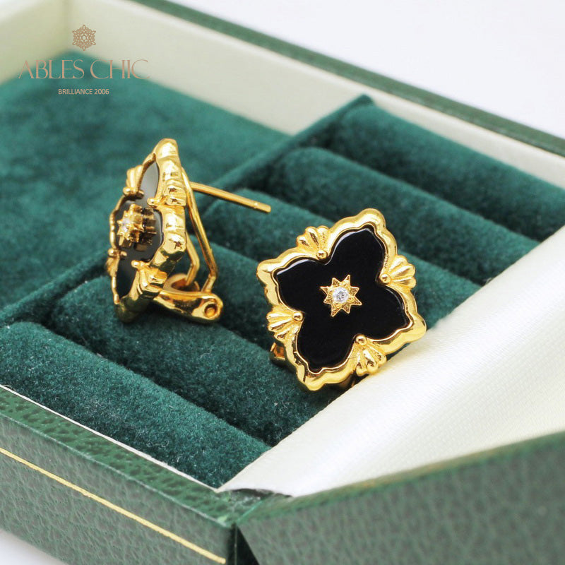 Boucles d'oreilles florales étoile trèfle 5035