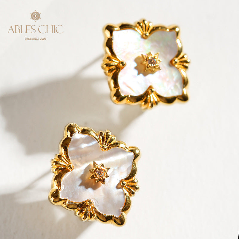 Boucles d'oreilles florales étoile trèfle 5035