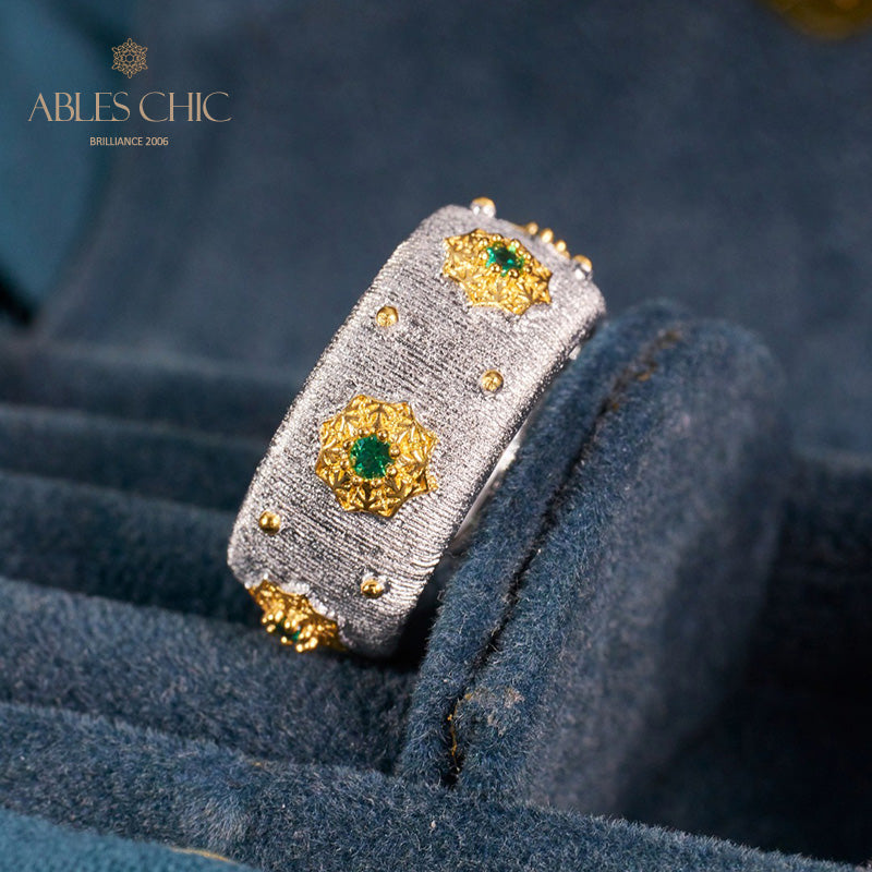 Bague Ouverte Soyeuse Fleurs Étoilées 6374