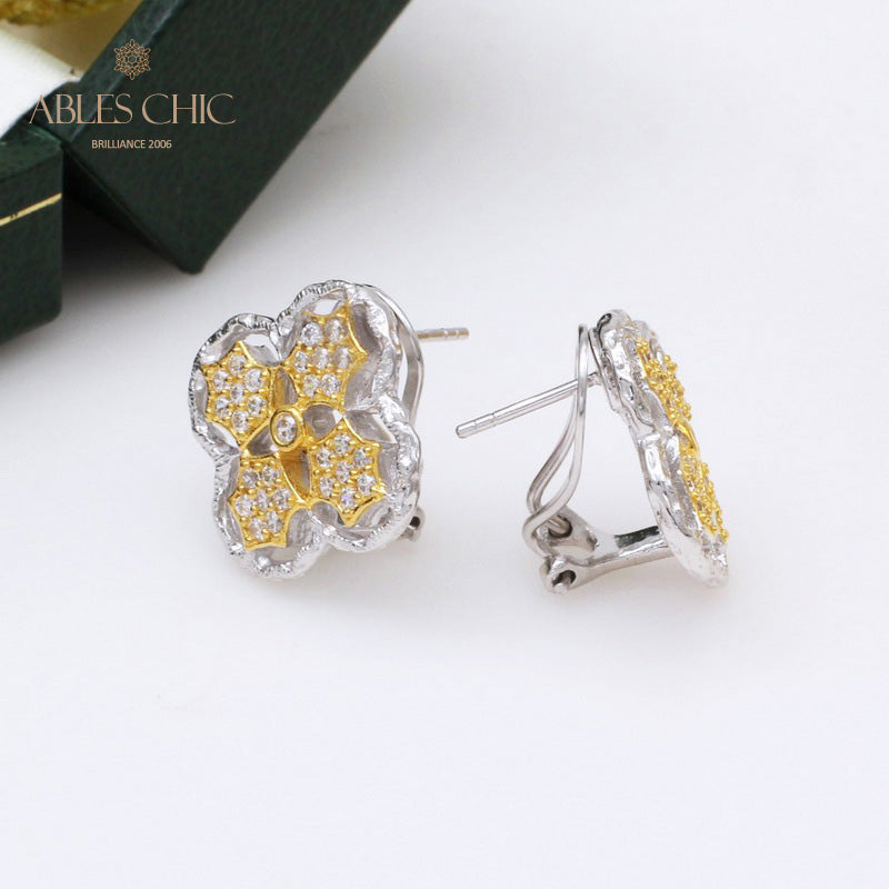 Boucles d'oreilles à tige florales prune 5407