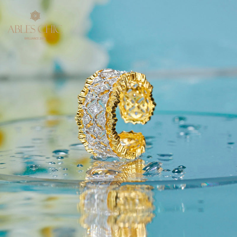 Anneau ouvert ajouré en nid d'abeille 5857