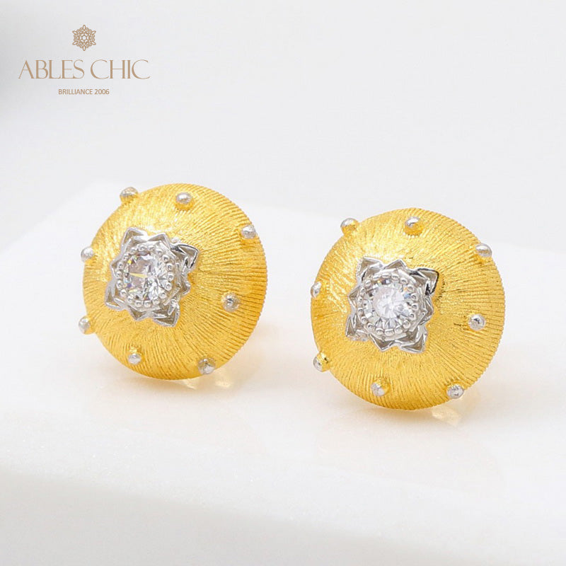 Boucles d'oreilles pierres précieuses florales en soie 5083