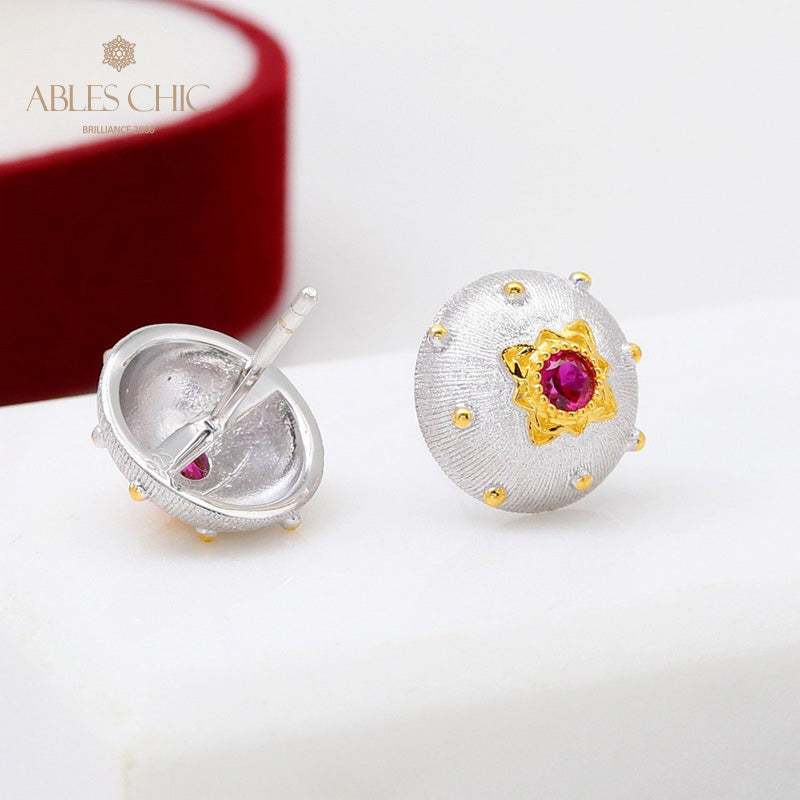 Boucles d'oreilles pierres précieuses florales en soie 5083