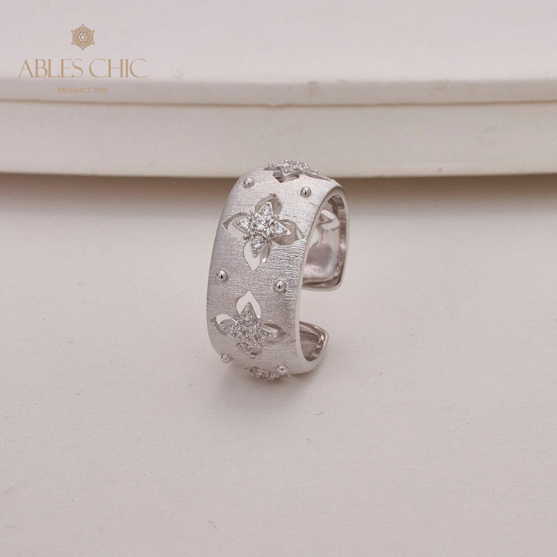 Bague florale trèfles soyeux CZ 5706
