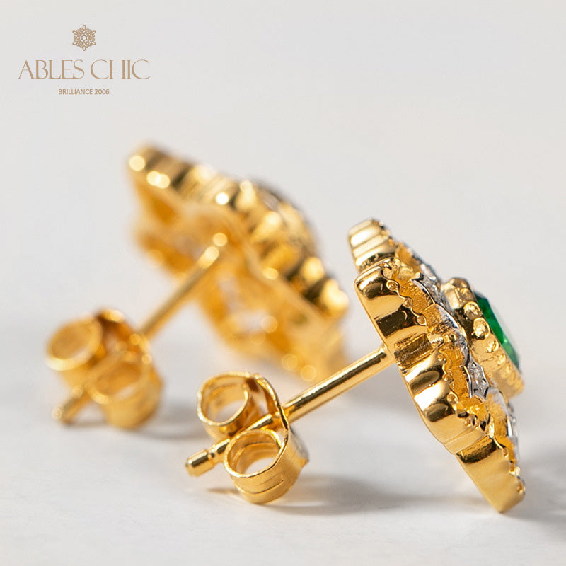 Boucles d'oreilles avec pierres précieuses et fleurs étoilées 5100
