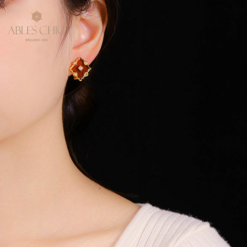 Boucles d'oreilles florales étoile trèfle 5035