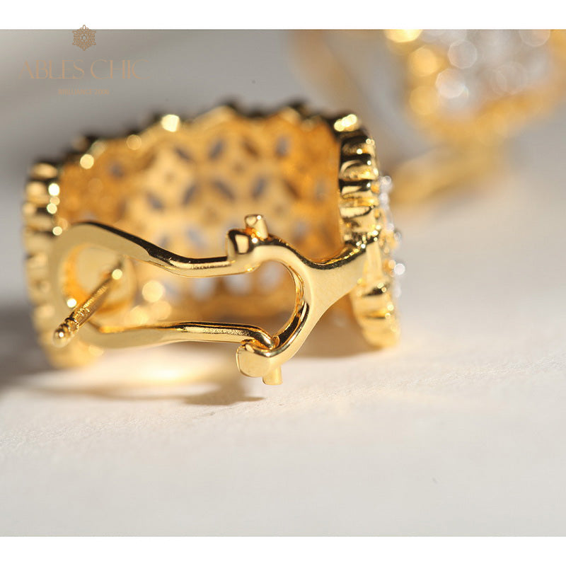 Boucles d'Oreilles Nid d'Abeille Dentelle Aérée 5011