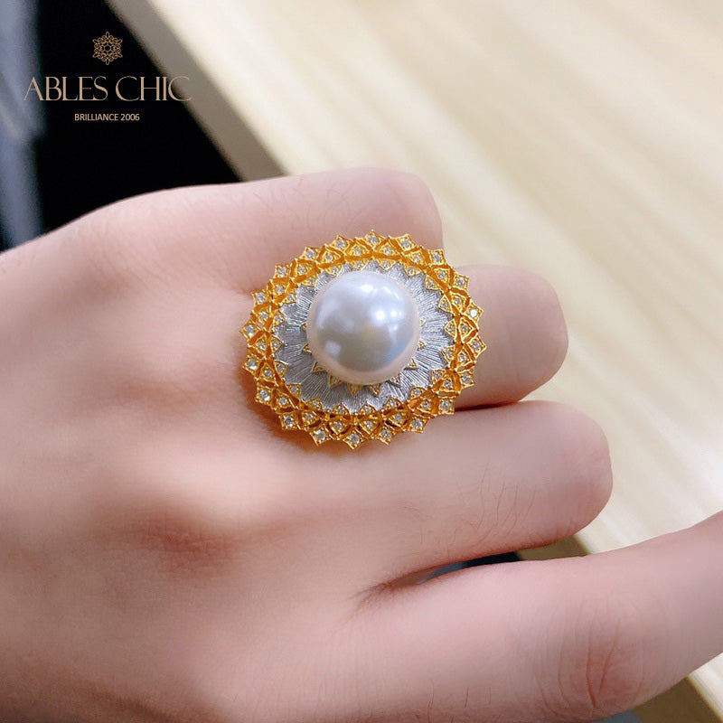 Bague ajourée en perles de coquillage 5732