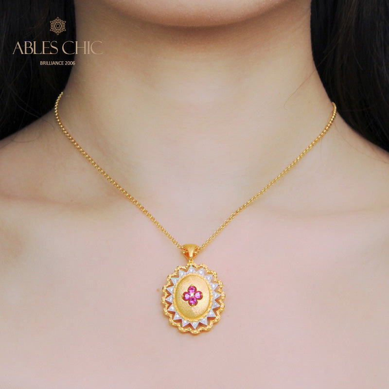 Pendentif Gemme Fleur Soyeuse 5419