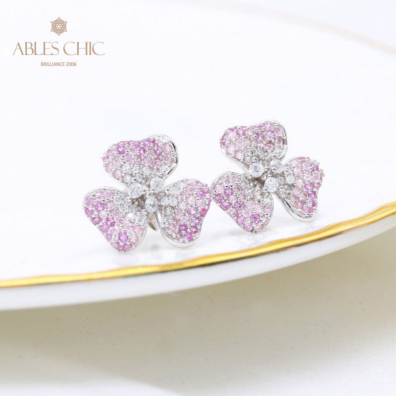Boucles D'oreilles Florales Pétales Pavés 5541