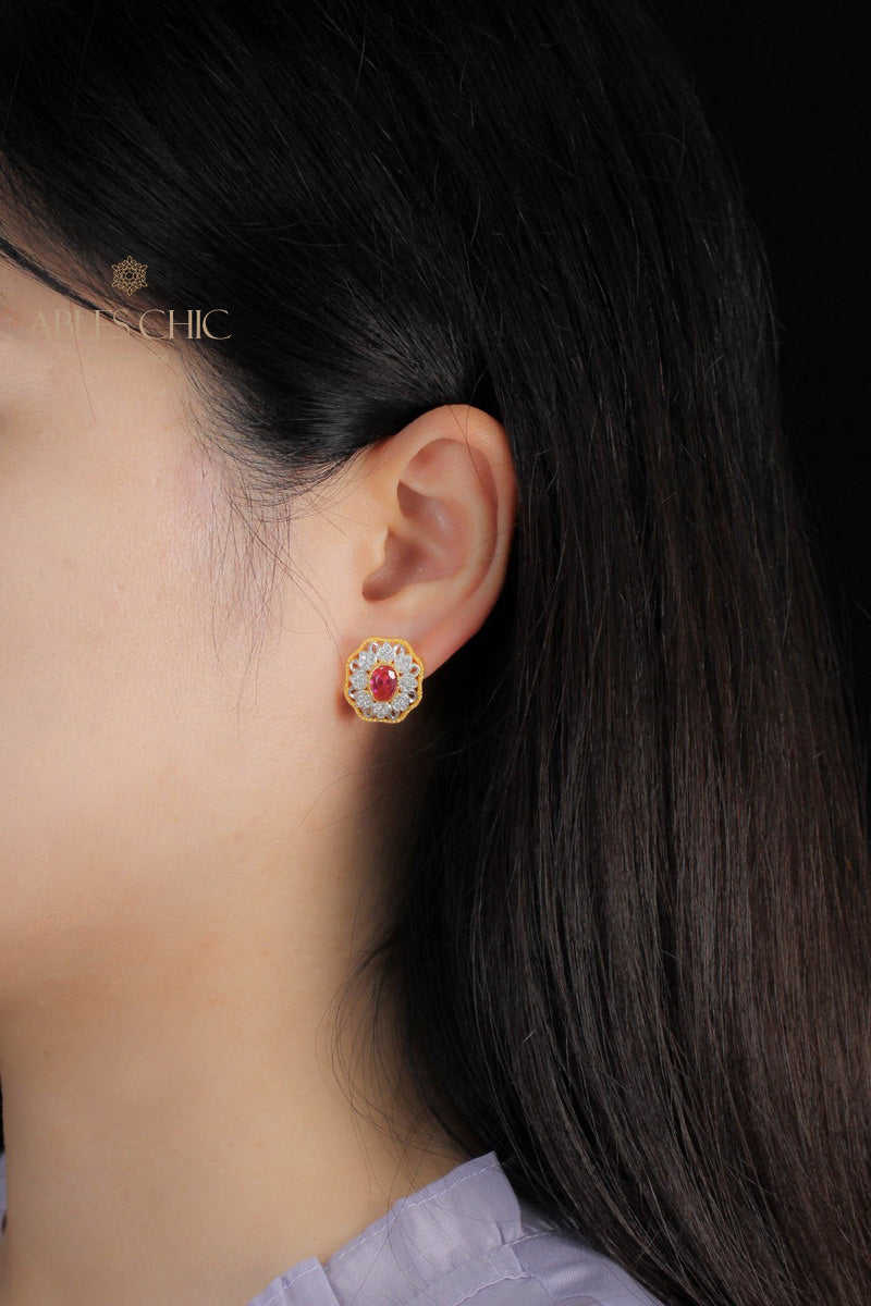 Boucles d'oreilles ovales en filigrane floral saphir 5531