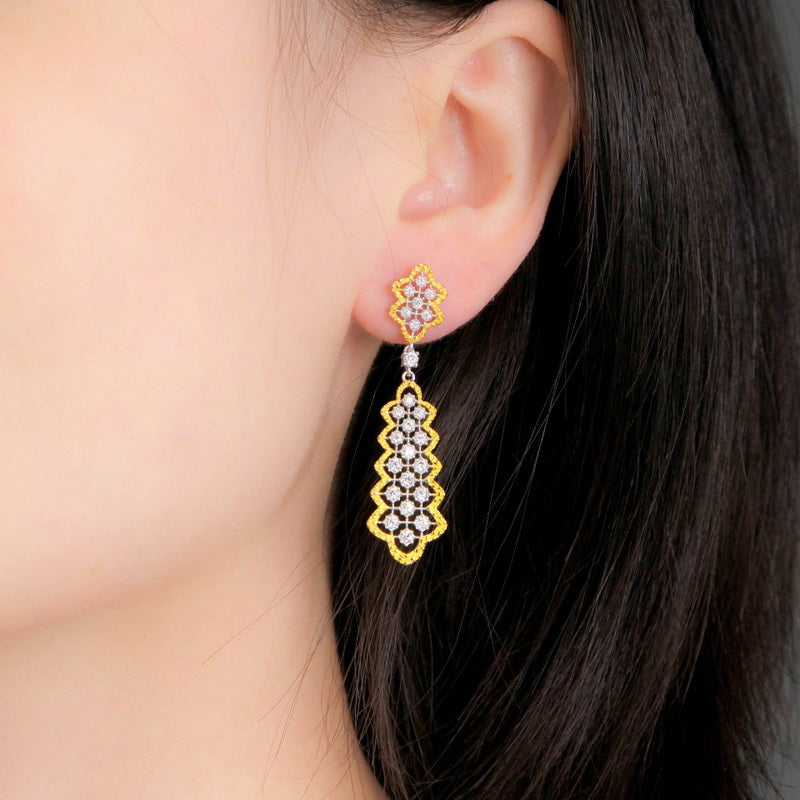Boucles d'oreilles chandelier en dentelle ajourée 5010