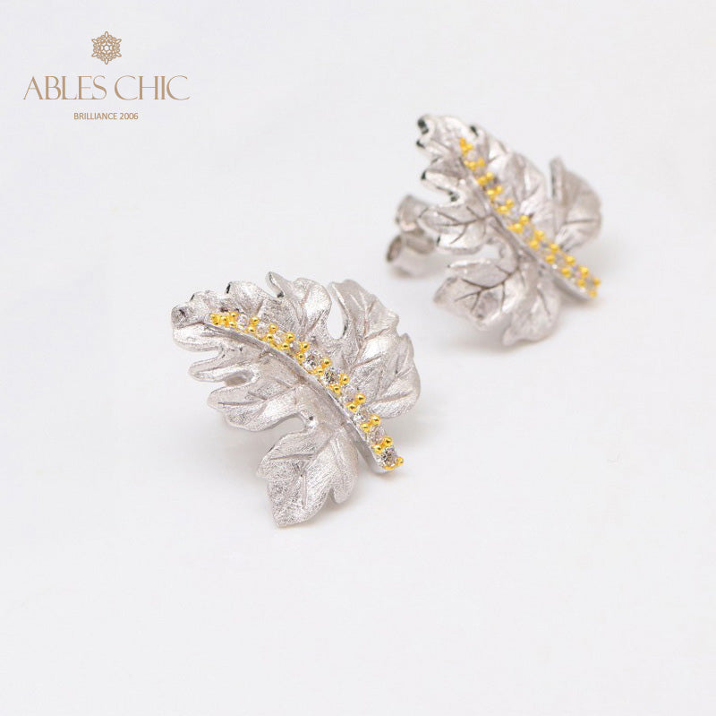 Boucles d'oreilles brossées feuille d'érable 5141