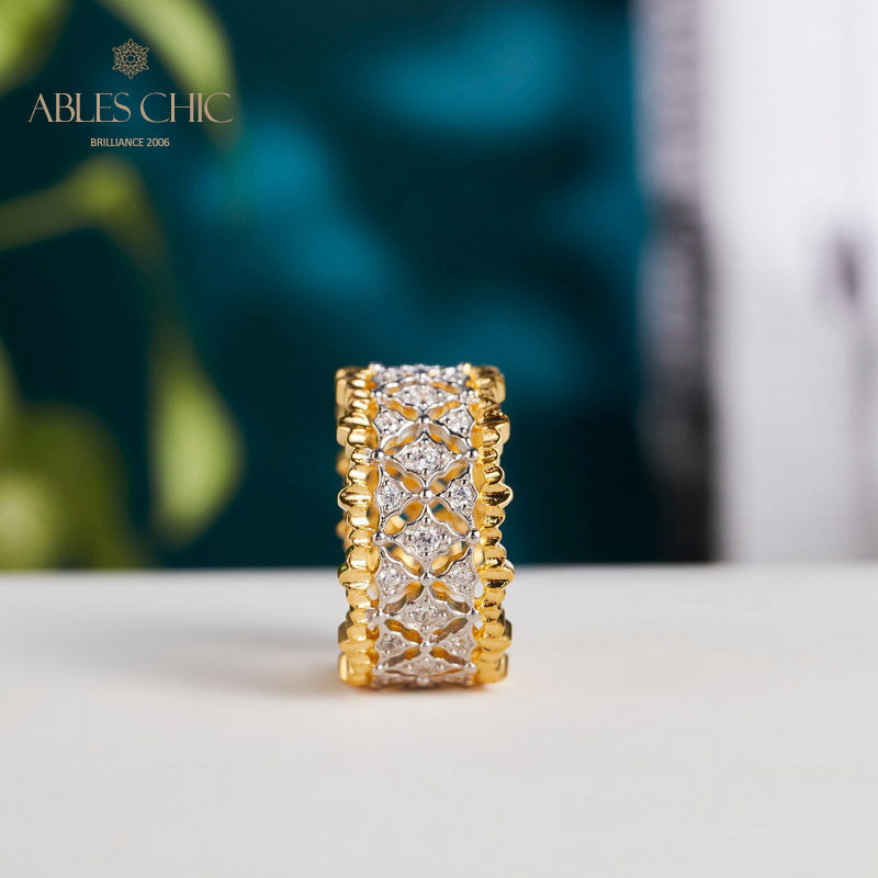 Anneau ouvert ajouré en nid d'abeille 5857