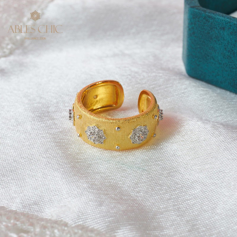 Bague Ouverte Soyeuse Fleurs Étoilées 6374