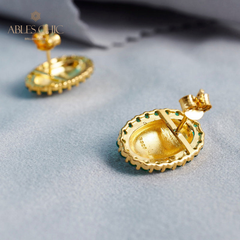 Boucles d'oreilles halo ovale soyeux 5832