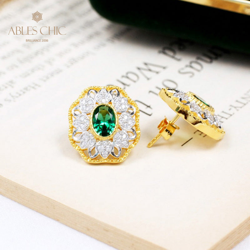 Boucles d'oreilles ovales en filigrane floral saphir 5531